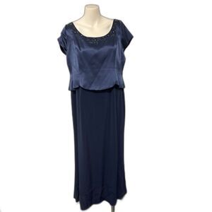 Montage by Mon Cherie size 16WP Blue Beaded Elegant Mother of the Bride Gown